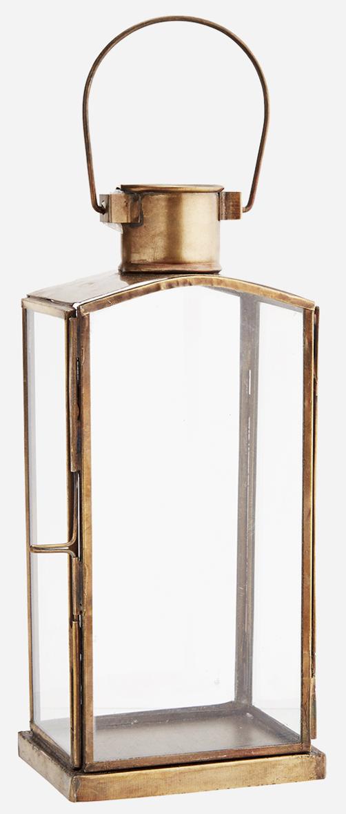 Candle Hurricane Lantern, For Table Top, Mantle, Wall Hanging, or Garden Display, Indoor & Outdoor Use, Gold