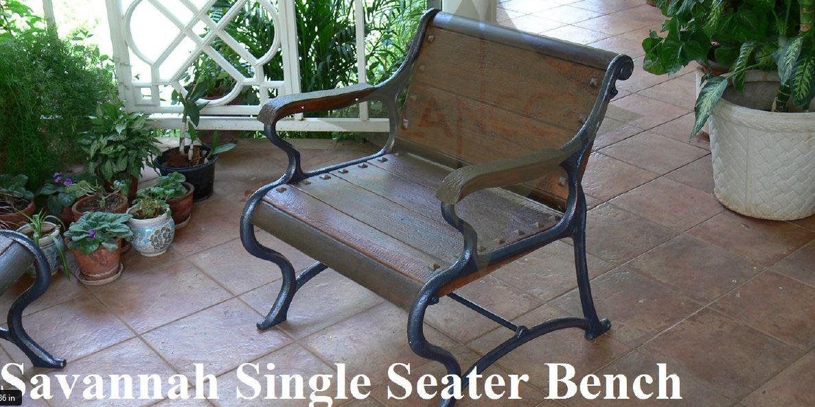 Savannah Garden Bench Single Seater, Garden Bench, Wood Outdoor Patio, Park, Yard Seat Chair